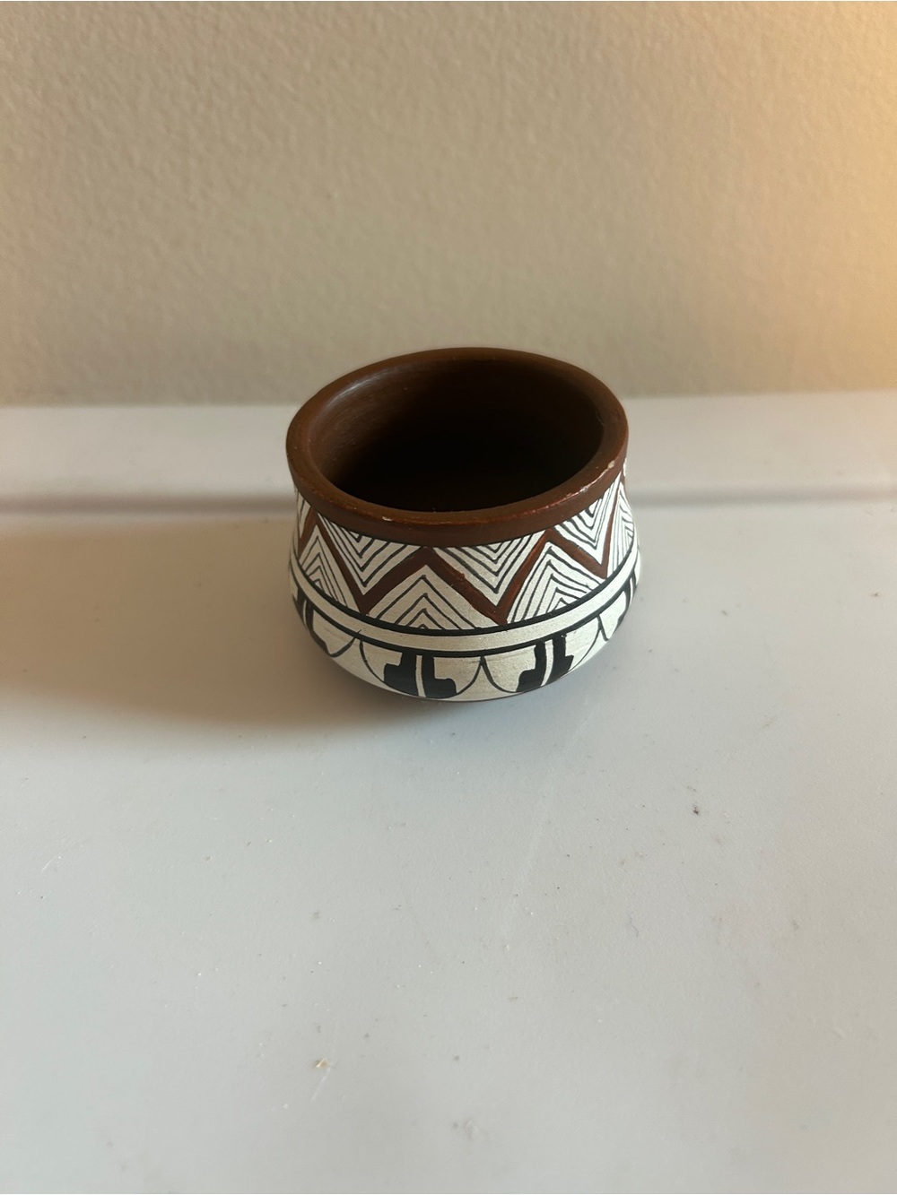 Handcrafted Brown and White Decorative Ceramic Pot